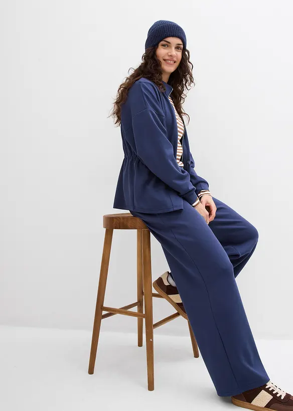 Jersey broek van scuba met bandplooien, bonprix