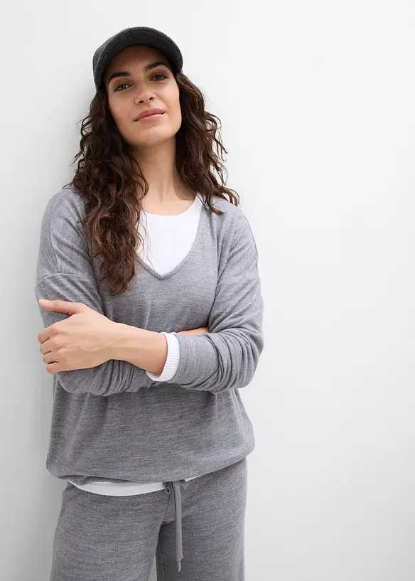 Oversized sweater in gebreide look, bonprix