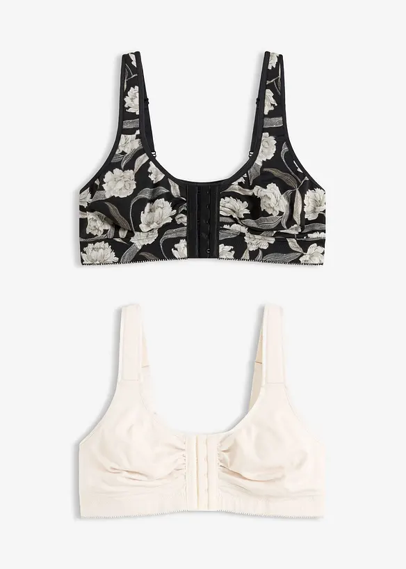 Bh met biologisch katoen zonder beugel met voorsluiting (set van 2), bonprix