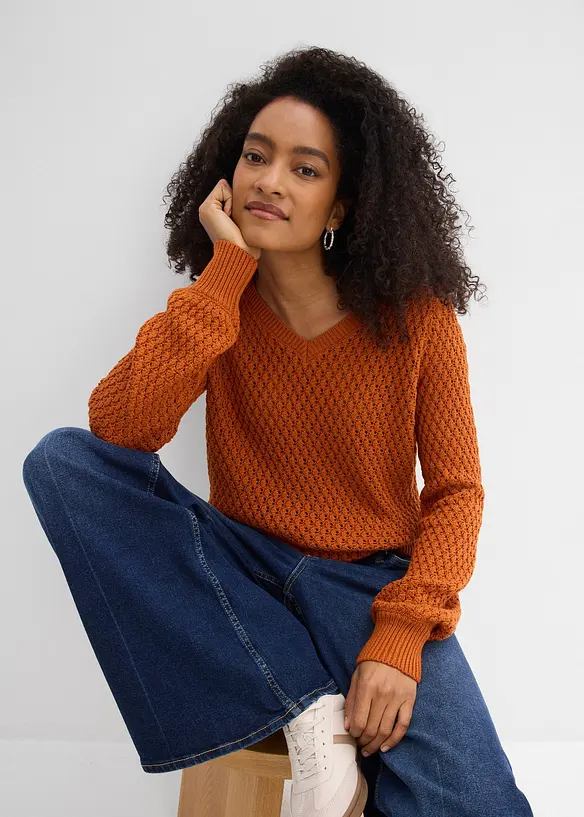 Trui in een katoenmix, bonprix