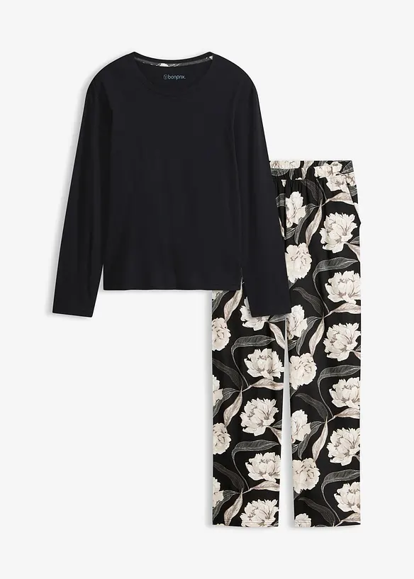 Pyjama met viscose en wijde pijpen, bonprix
