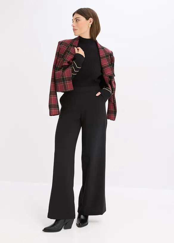 Fijngebreide trui met goude biezen, bonprix