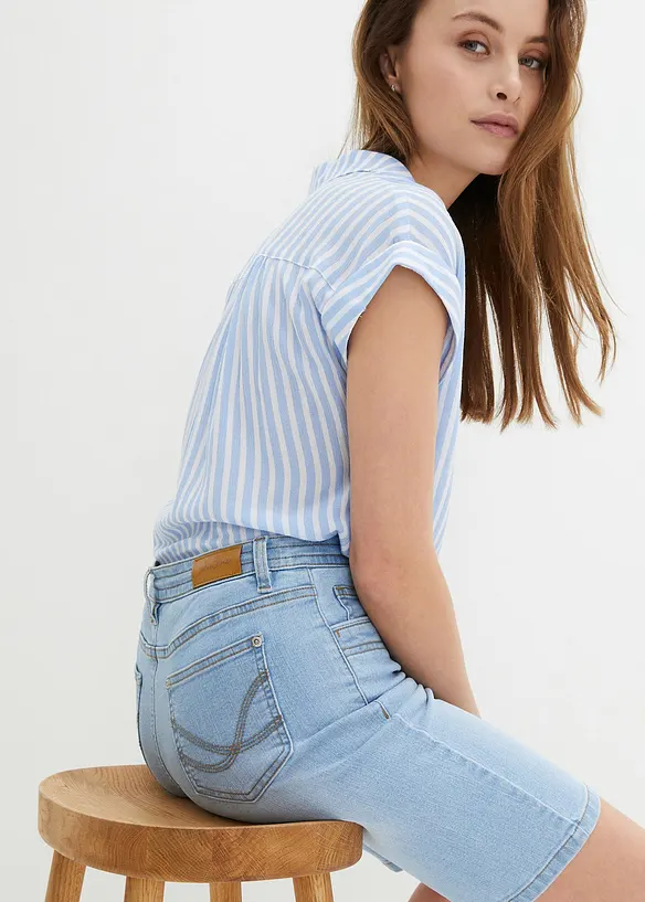 Slim fit jeans bermuda met mid waist, bonprix