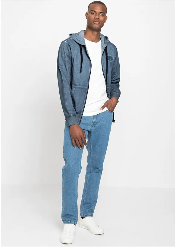 Sweatvest met capuchon in washed out look, bonprix