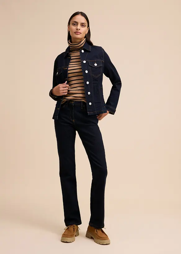 Mid waist stretch jeans, straight, bonprix