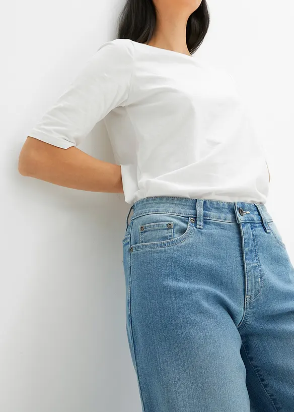 Wide leg jeans mid waist, stretch, bonprix