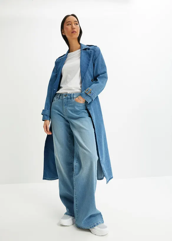 Wide leg jeans mid waist, stretch, bonprix