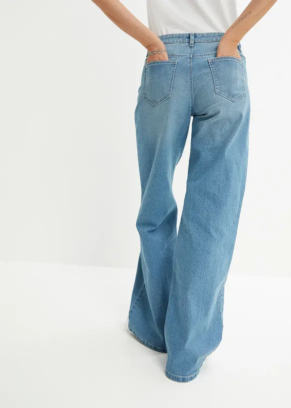 Wide leg jeans mid waist, stretch, bonprix