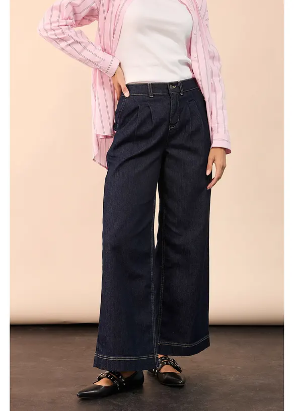 Wide leg jeans met comfortband, high waist, bonprix