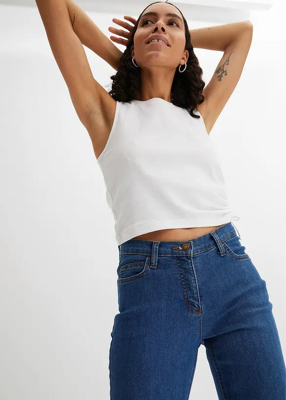 Bootcut stretch jeans, mid waist, bonprix