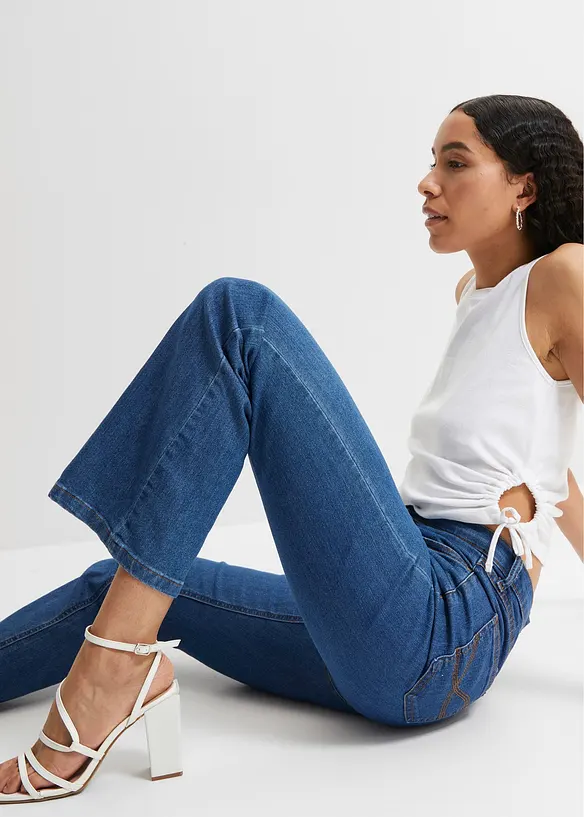 Bootcut stretch jeans, mid waist, bonprix