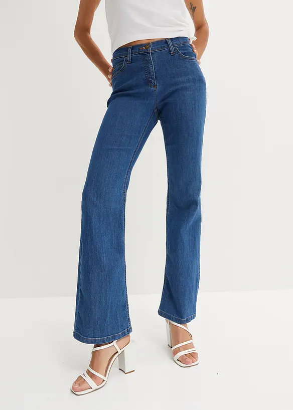 Bootcut stretch jeans, mid waist, bonprix