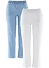 Mid waist jeans met comfortband, straight (set van 2), bonprix