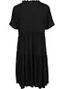Knielange viscose crinkle jurk met strikkoordjes, bonprix