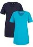 Basic longshirt met V-hals (set van 2), bonprix