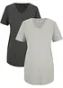 Basic longshirt met V-hals (set van 2), bonprix
