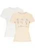 Basic T-shirt met print (set van 2), bonprix