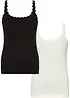 Geribde top met kantrandje (set van 2), bonprix