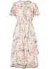 Gebloemde midi jurk met volants, bonprix