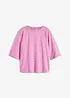 Gestreept T-shirt met raglanmouwen en hooggesloten hals, bonprix