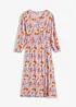 Midi jurk met split van gestructureerde viscose, RAINBOW