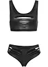 Bralette en slip ouvert in wetlook (2-dlg. set), bonprix