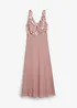 Maxi jurk met pailletten en borduursel, bonprix