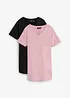 Basic longshirt met V-hals (set van 2), bonprix