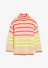 Oversized trui met neon strepen, bonprix