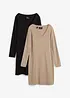 Jersey jurk van viscose (set van 2), bonprix