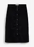 Stretch corduroy midi rok met knoopsluiting, bonprix