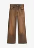 Wide leg jeans met vintage wassing, high waist, bonprix