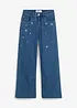 Meisjes jeans met borduursel, wide leg, bonprix
