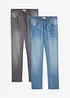 Lichte regular fit stretch jeans, straight (set van 2), bonprix