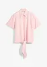 Gestreepte blouse met korte mouwen en opvallende knoop, bonprix