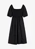 Midi jurk met pofmouwen en gesmokt detail, bonprix
