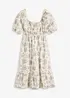 Midi jurk met pofmouwen, bonprix