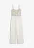 Bruidsjumpsuit van crêpe met structuur en parelborduursel, bonprix