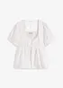 Blouse met pofmouwen en knopen, bonprix
