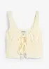 Top met veterdetail in gestructureerde look, bonprix