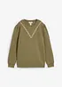 Sweater met borduursel van katoenmix, bonprix