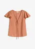 Blouse met volantmouwen in een glanzende look, bonprix