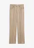 Imitatieleren wide leg broek met biezen, bonprix
