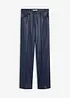 Imitatieleren wide leg broek met biezen, bonprix