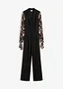 Jersey jumpsuit met mesh mouwen, bonprix