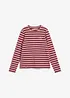 Gestreepte longsleeve met borduursel, bonprix