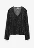 Paillettenblouse met franjes, bonprix