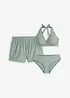 Bikini en zwemshort met gerecycled polyamide (3-dlg. set), bonprix