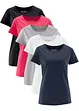 Shirt met ronde hals (set van 5), korte mouw, bonprix