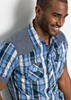 Overhemd met korte mouwen en denim details, bonprix